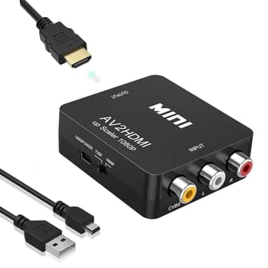 Adaptateur hdmi RCA vers HDMI AV vers HDMI,Adaptateur RCA hdmi 1080P Supporte PAL/NTSC RCA Composite CVBS pour Caméra,Xbox360,PS2,PS3,WII,N64,Snes,PSP