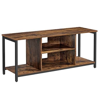 VASAGLE LTV060B01 Meuble TV pour TV Jusqu’à 152 cm (60"), avec étagères Ouvertes, Console TV pour Salon, Salle de Divertissement Marron Rustique/Noir