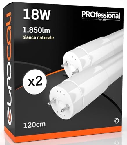 Tubes LED 120 cm G13 T8 12 18 W de standard à super efficacité - Forme : tube - Lumière blanc chaud naturel froid - Faisceau lumineux 160° - Remplacement néon Naturale 4000k - Pacco Da 2