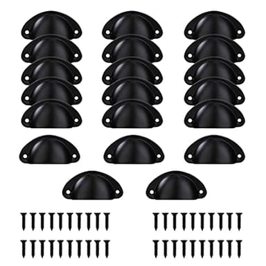 Jesdavan Poignee de meuble cuisine, 20 pièces poignée meuble, bouton de meuble, poignet meuble, poignee de meuble cuisine noir en fer courbé pour décorer des coiffeuses, des tiroirs, des meubles