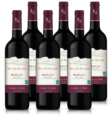 Roche Mazet – Merlot – Vin Rouge – IGP Pays d’Oc - Terra Vitis - Lot de 6 bouteilles x 75 cl