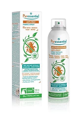 Puressentiel - Assainissant - Spray Textiles Antiparasitaire aux Huiles Essentielles - Formule naturelle - Traite tous textiles et mobiliers infestés par acariens, punaises, puces et mites - 150 ml