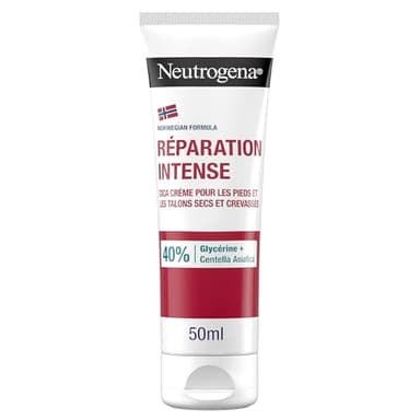 Neutrogena - Crème Pieds & Talons Crevassés Réparation Intense Formule Norvégienne (tube de 50 ml) – Crème hydratante avec 40% de glycérine + Centella Asiatica – Cica crème réparatrice pour les pieds