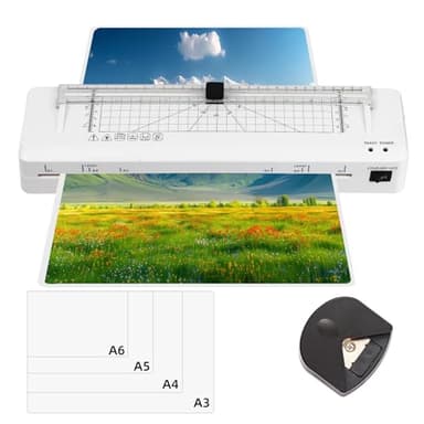Plastifieuse, Plastifieuse A3 Machine avec Coupe-Papier intégré à Plastifier Thermique et à Froid, Plastification avec Arrondisseur D'angles pour A3 A4 A5 A6