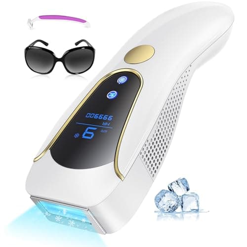 Épilateur Lumière Pulsée avec Fonction de Refroidissement, 3 en 1 Épilateur Laser IPL avec Fonction de HR/RA/SC,999,900 Flashs/9 Niveaux D'énergie,Épilation Laser pour Corps Aisselles Jambes et Bikini