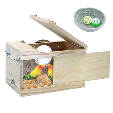 MOGOULUA Nichoir en bois pour perruches et inséparables - Pour oiseaux sauvages, perruches, calopsittes et poulaillers