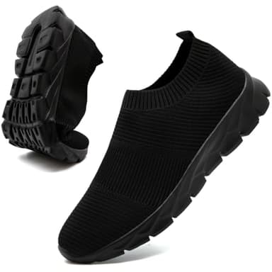 Basket Homme Chaussure de Marche Sneakers Running sans Lacets Baskets Noir Sport Respirant Tennis Slip on Confortables Fitness Course 47