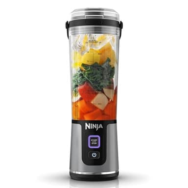 Ninja Blast Blender portable, 530 ml, couvercle résistant aux fuites et bec verseur, mini mixeur sans fil puissant, rechargeable, mixe smoothies, shakes protéinés et glaçons, Noir, BC151EUBK