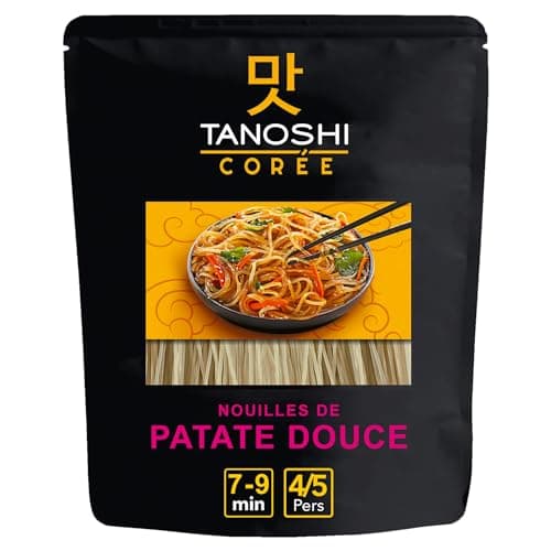 TANOSHI - Nouilles Coréennes de Patate Douce à Cuire - Pour Japchae - Sans Gluten - Paquet de 210 g