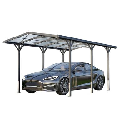 GFP Carport 2,85x5,05m Abri de Voiture en Aluminium Anthracite Abri de Voiture Individuel avec gouttière