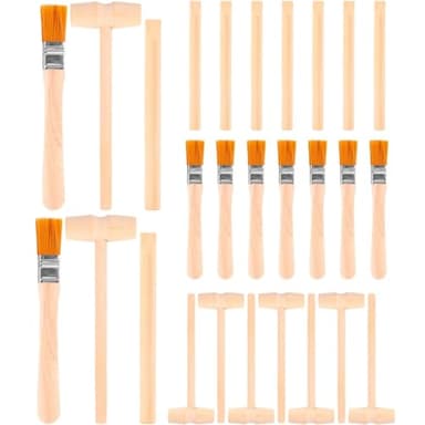 JINJUMEI 9 Ensembles D'outils D'excavation Archéologique pour Enfants, Kit de Creusement, Petit Marteau en Bois Petit Pinceau Marteau Burineur, Jouet Éducatif Enfants Outil De Creusement