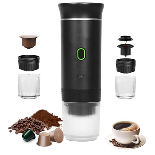 Umisu Machine à Café Portable, 3 en 1 Cafetières Expresso à Capsules et Café Moulu Machine à Expresso Électrique Chauffage Rapide pour Bureau Voyage Camping Maison (Noir)
