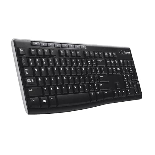 Logitech K270 Clavier Sans Fil pour Windows, 2.4 GHz Sans Fil, Taille Standard, Pavé Numérique, 8 Touches Multimédia, Pile Durée 2 ans, PC, Ordinateur Portable, Clavier Français AZERTY - Noir
