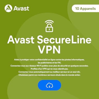 Avast SecureLine VPN 2025 | 10 appareils | 1 An | Code d'activation envoi par email