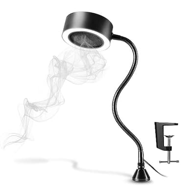 SainSmart Absorbeur de fumée magnétique à souder avec lumières LED, col de cygne en acier inoxydable et pince de table remplaçable, ventilateur extracteur de fumée portable