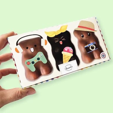 Coffret 3 Oursons Guimauve XL | Guimauve Vanille enrobé de Chocolat Lait ou Noir | Anniversaire Remerciement Fête des Pères Fête des Mères Maîtresse Maître Nounou Collègue