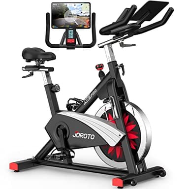 JOROTO X2PRO Vélo d'Appartement Bluetooth Vélo de Fitness Ergomètre avec Résistance Magnétique Réglable et Système de Courroie avec Grand Support Tablette - Capacité de Charge 150KG