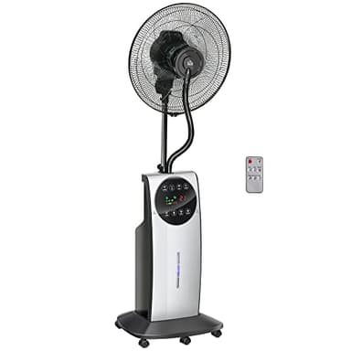 HOMCOM Ventilateur brumisateur sur roulettes 90 W télécommande - minuterie 3 modes 3 vitesses oscillant silencieux 40 x 38 x 135 cm gris noir