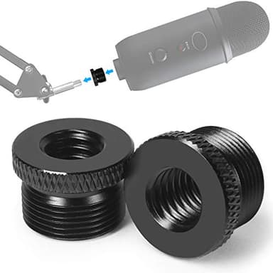 Pack de 2 Adaptateurs Filetés, 5/8" Mâle à 3/8" Femelle Micro Vis pour Blue Yeti/Blue Snowball/Blue Yeti X Support de Support de Microphone par Frgyee (Noir)