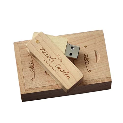 RXFSP 4G Clé USB gravée personnalisée, Cadeau personnalisé gravé en Bois Massif USB Flash Drive pour Mariage, Remise des diplômes, Anniversaire, fête des pères, fête des mères