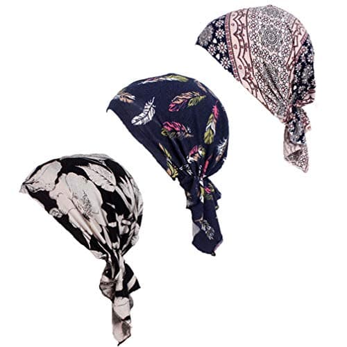 Lot de 3 foulards chimio pré-noués pour femme (style 6 long), taille unique