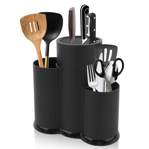 3 en 1 Blocs à Couteaux Vides Universel, Support à Couteaux De Cuisine, Rond Rangement Couteaux de Cuisine, Porte Couteaux Ustensiles, Support de Ustensiles De Cuisine, pour Gain Place Couteaux