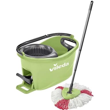 Vileda Turbo EasyWring & Clean Kit de Nettoyage Complet avec Seau équipé d’Un système d’essorage et Balai à Franges Turbo Colors Vert. Vert