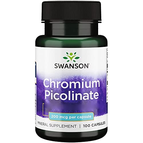 Swanson, Chromium Picolinate (Picolinate de Chrome), 200mcg, Hautement Dosé, 100 Capsules, Sans Soja, Sans Gluten, Sans OGM