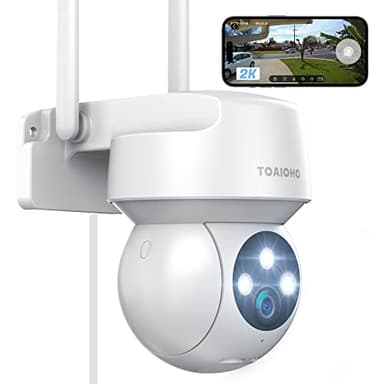 Caméra Surveillance WiFi Extérieure - Camera Exterieur WiFi Fil 360° PTZ IP Video Caméra Outdoor Smart Dome Cameras Étanche Sécurité Homekit Rotative Camera Vision Nocturne Colorée Sirene Alarme IP66