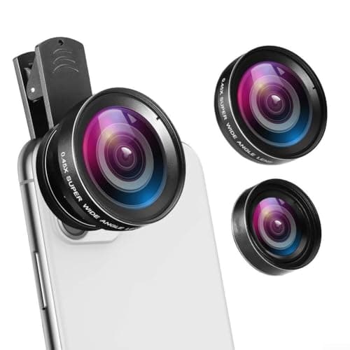 Objectif grand angle 0,45x pour téléphone portable, objectif zoom à clipser macro 15x, multi-fonctions téléobjectif micros pour des photos mobiles améliorées (noir)