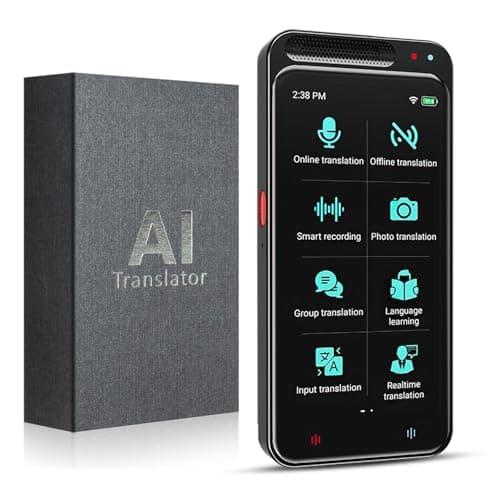 Traducteur avec synthèse vocale, écran tactile 2,4 pouces AI Translator, traduction vocale bidirectionnelle en temps réel, de 138 langues, hors ligne&enregistrement&traduction de photos pour Travel Bu