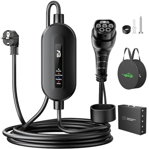 Evjuicion Chargeur Voiture Electrique 3,68kW, 6M EV Chargeur Type 2 16A, Câble Recharge Voiture Electrique Rapide, vec Voyant LED,IP65, IEC 62196-2, Compatible avec BEV/PHEVs