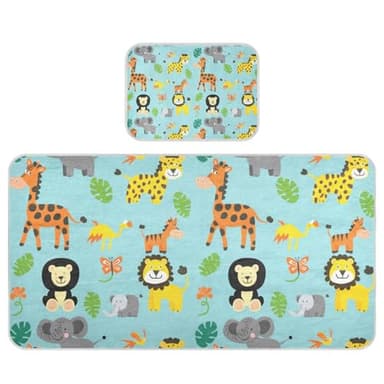 Vibrant Zoo Animals Safari Matelas rafraîchissant pour berceau de bébé 71,1 x 132,1 cm Coussinets ultra doux pour enfants pour bébé et tout-petit