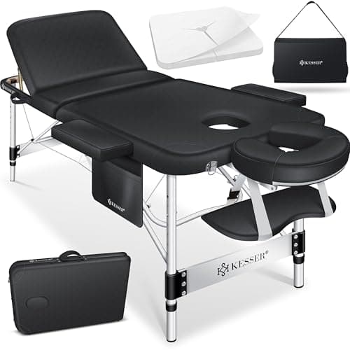 KESSER® Table de Massage Mobile Pliable & réglable en Hauteur 3 Zones Lit de Massage Table d'esthétique Large Table de thérapie Aluminium + 10x Support Visage avec Appui-tête