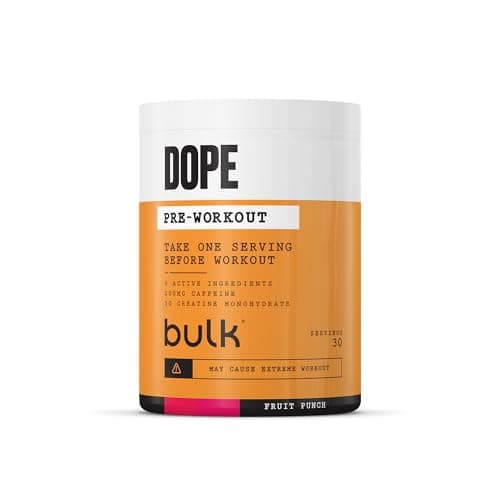 Bulk Dope Pre-Workout en Poudre, Cocktail de Fruits, Boisson Énergétique Avec Bêta-Alanine, Créatine, Caféine, Arginine (AAKG), Citrulline, Taurine, Vitamine B6, 510 g, 30 Portions