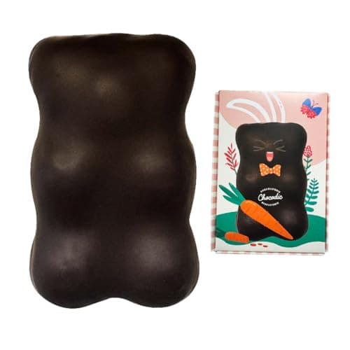 Chocodic Coffret Ourson Guimauve XL de Pâques - Chocolat Lait ou Chocolat Noir 73% Cacao - Fabrication Artisanale (45g, Chocolat Noir)