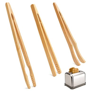 Realure Lot de 3 Pince à Toast Pince Bois Grille Pain Pince En Bois Pour Grille Pain Pince Bambou 18-21cm Pince Enfant Adultes Pince a Grille Pain Pince Cuisine pour Pain Grille Fruits et Cornichons