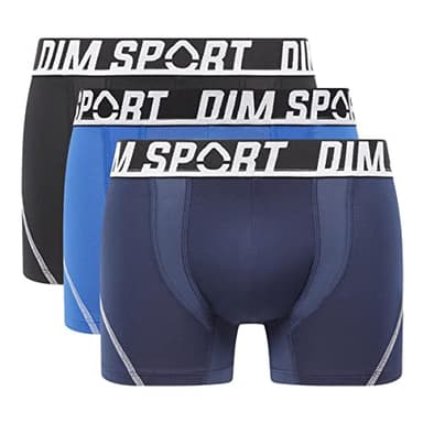 DIM Boxer Homme Sport Micro Thermorégulation x3, Noir/Bleu De Berlin/Bleu Cyan, M