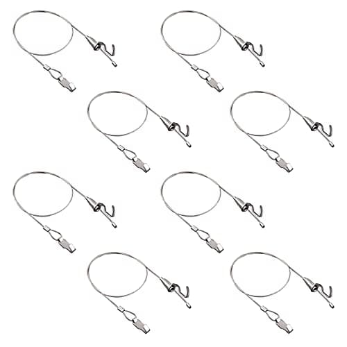 UFURMATE Kit de Suspension de Tableau avec Crochets, 8 pièces Réglable en Acier Inoxydable Cintre Câble Métallique Robuste Kit D'Affichage D'Image D'Art Professionnel (1M, Petit Crochet)