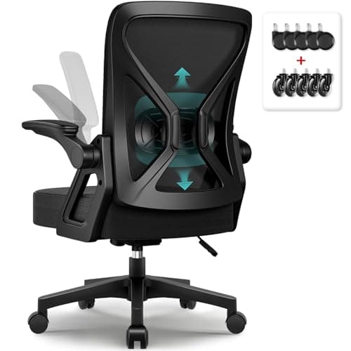 Airchros Chaise Bureau Ergonomique, Chaise de Bureau avec Support Lombaire Ajustable 6 cm, Fauteuil de Bureau 150kg, Siege avec Accoudoirs Pliables