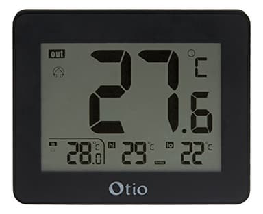 Otio Thermomètre intérieur extérieur filaire noir - grand écran