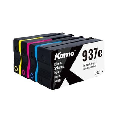 kamo 937e (Pack de 4) Cartouches d'encre Compatibles pour HP 937e 937 - pour OfficeJet Pro 9120 9120e 9122e 9125e 9129e 9130e 9110b 9120b 9130b