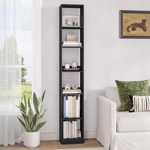 Hzuaneri Bibliothèque, Étagère de Rangement, Meuble, Cube, pour Salon, Bureau, Chambre, Style Scandinave, 24 x 30 x 184,4 cm, Noir BC09604X