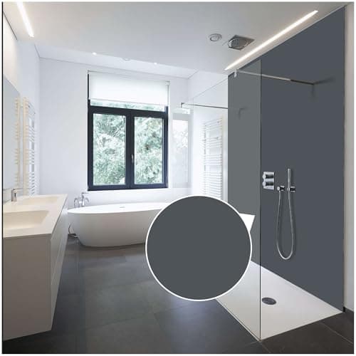 WALLando Panneau mural de douche (Gris foncé / 200 x 100 cm) – Panneau en PVC facile à installer & résistant à l'humidité – Revêtement mural premium – Fabriqué en Allemagne