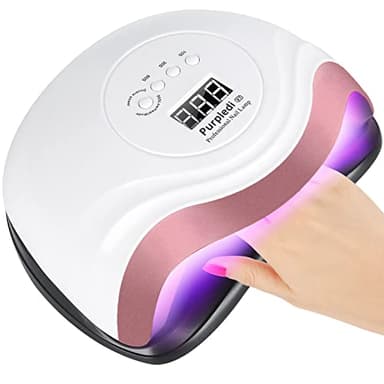 Purpledi Lampe UV LED Ongles Gel,168W Portable Séchoir à Ongles Professionnel,10s/30s/60s/99s, LCD Ecran,Capteur, Base Démontable pour Toutes Les Gels, Machine Automatique pour Vernis