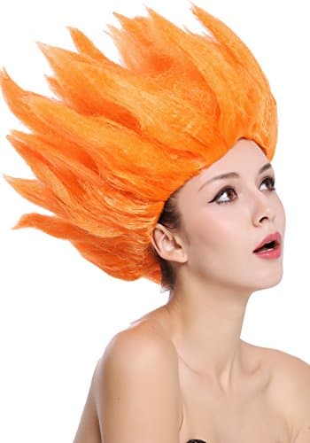 WIG ME UP - 91062-PC24 Perruque Dame Homme Carnaval Halloween Cosplay Fleur Tulipe démon Diable Orange crêpée