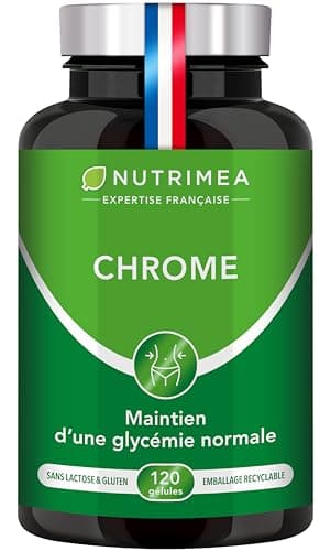 CHROME - Formule 100% Pure - 250 µg de Chrome Picolinate - Maintien du Taux de Sucre Sanguin et Contrôle de l'Appétit - 120 Gélules Vegan - Nutrimea - Fabrication Française