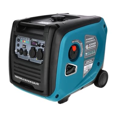 Générateur inverter à gaz/essence Könner & Söhnen KS 4000iEG S, silencieux, 4000 W, 2x16A (230V), 2 ports USB, écran LED, démarrage électrique, enroulement en cuivre, EURO V, onduleur.