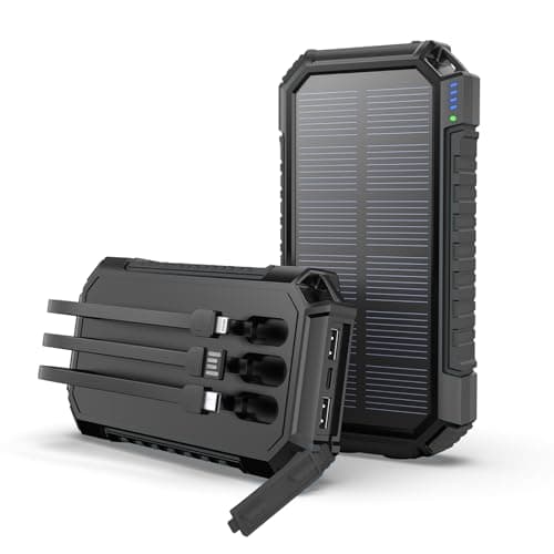 Hiluckey Chargeur Solaire Power Bank 27000mAh, USB C Chargeur Rapide Batterie Externe Solaire avec 3 Câbles, Chargeur Portable avec 3 Ports pour Téléphone, Tablette