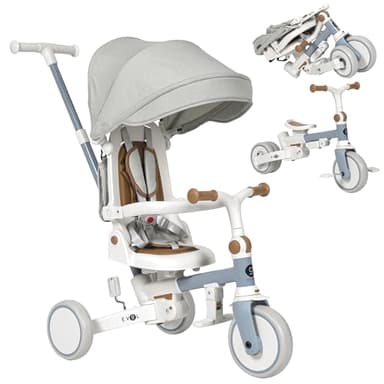 Olmitos - Tricycle Évolutif Bébé 5 en 1 - Vélo Enfant de 1 à 5 Ans - De Tricycle à Vélo avec ou sans Pédales - Adaptable et Transformable (Bleu)